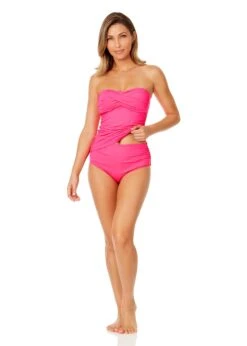 Women's Live In Color Twist Front Bandeaukini Swim Top(Womens Live In Color Twist Front Bandeaukini Swim Top 9) -Simply Bikini Store MYMT25001 PPCH MYMB36001 PPCH 484