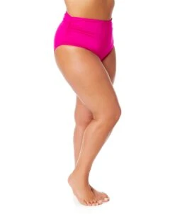 Women's Plus Live In Color High Waisted Shirred Bottom(Womens Plus Live In Color High Waisted Shirred Bottom 1) -Simply Bikini Store MYPB36001 HBCU 049