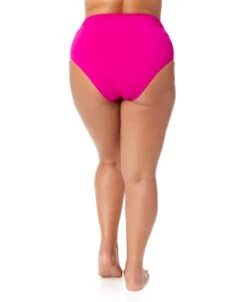 Women's Plus Live In Color High Waisted Shirred Bottom(Womens Plus Live In Color High Waisted Shirred Bottom 1) -Simply Bikini Store MYPB36001 HBCU 052