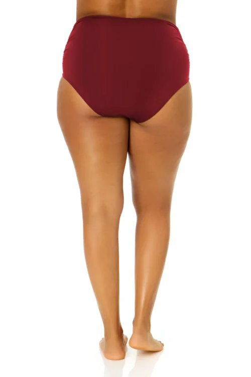 Women's Plus Size Live In Color High Waisted Shirred Bottom(Womens Plus Size Live In Color High Waisted Shirred Bottom) -Simply Bikini Store MYPB36001 WINE 183 scaled