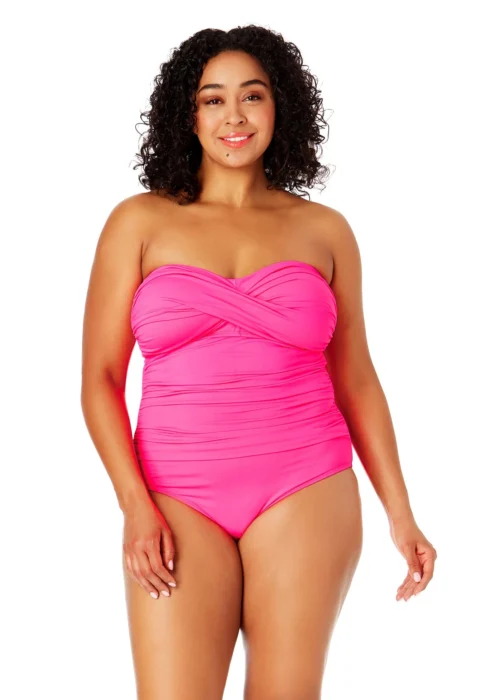 Women's Plus Size Live In Color Twist Front Shirred One Piece Swimsuit(Womens Plus Size Live In Color Twist Front Shirred One Piece Swimsuit) -Simply Bikini Store MYPO00501 PPCH 1984 FRONT scaled