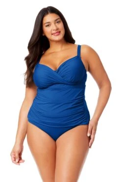 Women's Plus Live In Color Twist Front Underwire Tankini Swim Top(Womens Plus Live In Color Twist Front Underwire Tankini Swim Top)