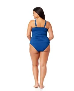 Women's Plus Live In Color Twist Front Underwire Tankini Swim Top(Womens Plus Live In Color Twist Front Underwire Tankini Swim Top) -Simply Bikini Store MYPT23301 SLB SlateBlue MYPB36001 SLB 1555