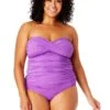 Women's Plus Size Live In Color Twist Front Bandeaukini Swim Top(Womens Plus Size Live In Color Twist Front Bandeaukini Swim Top) 1 Women's Plus Size Live In Color Twist Front Bandeaukini Swim Top(Womens Plus Size Live In Color Twist Front Bandeaukini Swim Top) -Simply Bikini Store MYPT25001 PURPLE MYPB36001 PURPLE 1648 FRONT