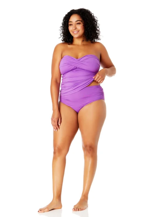Women's Plus Size Live In Color Twist Front Bandeaukini Swim Top(Womens Plus Size Live In Color Twist Front Bandeaukini Swim Top) -Simply Bikini Store MYPT25001 PURPLE MYPB36001 PURPLE 1672 scaled