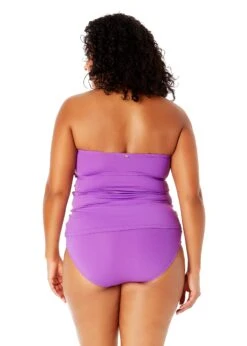 Women's Plus Size Live In Color Twist Front Bandeaukini Swim Top(Womens Plus Size Live In Color Twist Front Bandeaukini Swim Top) -Simply Bikini Store MYPT25001 PURPLE MYPB36001 PURPLE 1678 BACK