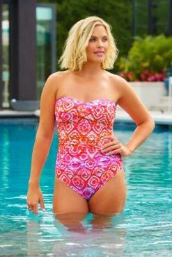 Women's Tie Dye Foulard Twist Front Shirred One Piece Swimsuit(Womens Tie Dye Foulard Twist Front Shirred One Piece Swimsuit) -Simply Bikini Store SHOT 20 1333