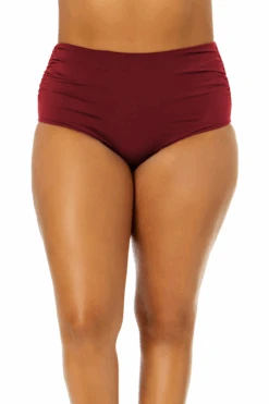 Women's Plus Size Live In Color High Waisted Shirred Bottom(Womens Plus Size Live In Color High Waisted Shirred Bottom)