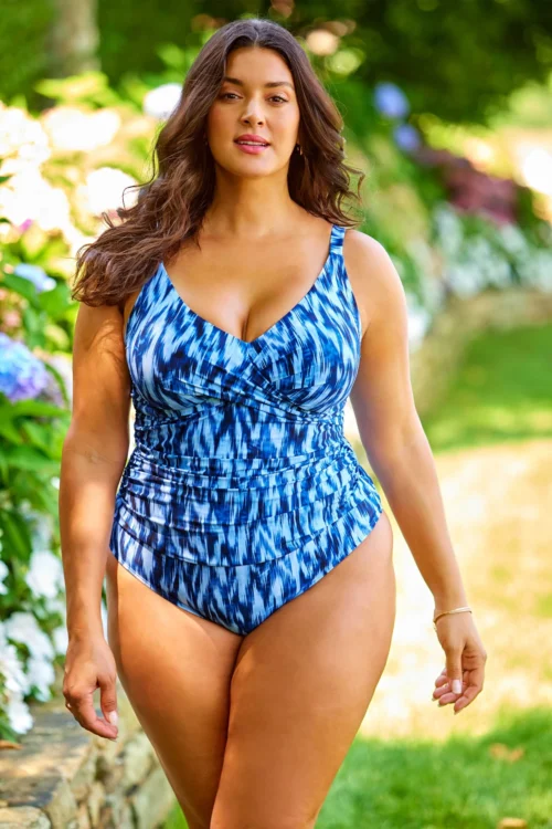 Women's Plus Tie Dye Ikat Hidden Underwire Drape Front One Piece Swimsuit(Womens Plus Tie Dye Ikat Hidden Underwire Drape Front One Piece Swimsuit) -Simply Bikini Store plusikat1 scaled