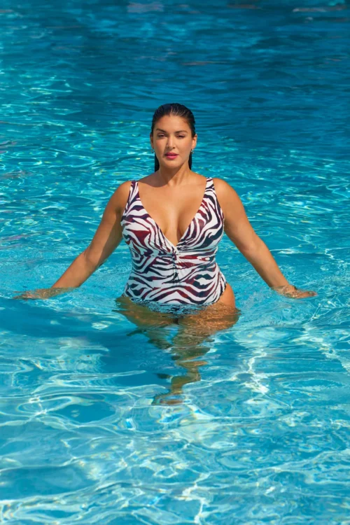 Women's Plus Tiger Dance Plunge Twist One Piece Swimsuit(Womens Plus Tiger Dance Plunge Twist One Piece Swimsuit) -Simply Bikini Store ptt12 scaled