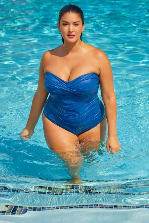 Women's Plus Live In Color Twist Front Shirred One Piece Swimsuit(Womens Plus Live In Color Twist Front Shirred One Piece Swimsuit) -Simply Bikini Store spplusop scaled